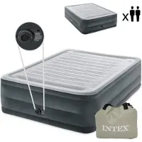 Intex Colchón inflable DuraBeam Comfort-Plush, de doble altura, tamaño Queen, rectangular, con bomba de aire integrada