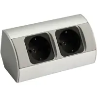 Kalb Material für Möbel kalb | Placa de enchufes de esquina, doble, 2 enchufes de 230V, aluminio, color plateado/