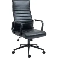 CLP Silla de oficina Kolumbus, tapizada en cuero genuino, con altura ajustable y giratoria. Color: negro/negro