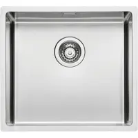 NABER CORNO, lavabo de acero inoxidable de 50 cm de ancho, con borde plano, apto para armarios de 60 cm o más, lavabo de encastrar, una sola cuba