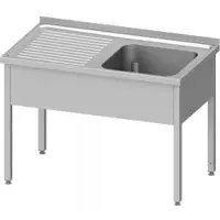 Stalgast Lavabo sin base, de 1200x600x850 mm, con un lavabo en el lado derecho, con borde elevado y soldado