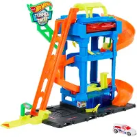Hot Wheels Circuito De Coches De Juguete De Ciudad Con Túnel De Lavado Y Curvas