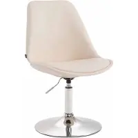 CLP Silla de comedor Maverick, tapizada en cuero sintético, giratoria y con ajuste de altura regulable. Color: crema. Color del marco: cromado