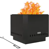Outsunny : Chimenea exterior, brasero sin humo con gancho para leña, de metal
