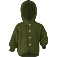 Engel - Children's Hooded Jacket with Wooden Buttons - Chaqueta de lana size 110/116, oliva