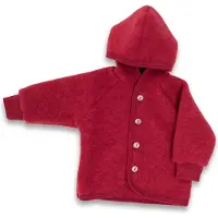 Engel - Children's Hooded Jacket with Wooden Buttons - Chaqueta de lana size 50/56, rojo