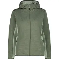 CMP - Women's Striped Jacquard Jacket Fix Hood - Forro polar size 44, oliva