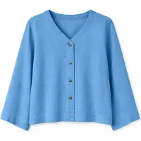 Mazine - Women's V-Neck Tencel Blouse - Blusa size S, azul