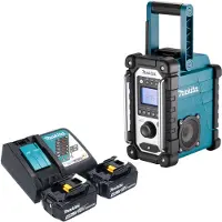 Makita Radio de obra con batería DMR 116 RM 14,4 - 18 V AM FM AUX + 2 baterías de 4,0 Ah + cargador