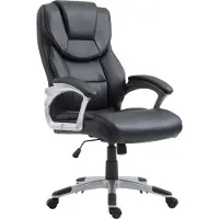 CLP Silla de oficina ergonómica Texas, diseño moderno, giratoria y con ajuste de altura, con función de inclinación y reposabrazos, estructura de cromo, tapizada en cuero sintético, color: negro