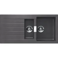 Schock Fregadero Cristadur SIGNUS D-150 en STONE, con tabla de cortar de madera y recipiente funcional