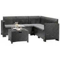 Dmora Somnus - Juego de Sala Exterior, Antracita, 5 Plazas Italy