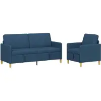 vidaXL Juego de sofás con espacio de almacenamiento, 2 unidades, color azul, tapizado en poliéster