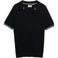 Superdry para hombre. M1110459A Polo Johnny Collar Knitted negro (L), Casual, Algodón, Manga corta, outlet 2026.