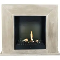 Xaralyn , chimenea de etanol - Modelo Nero BCL-SWP - piedra natural blanca pulida - potencia de 3 kW - incluye repisa y chimenea integrada - chimenea decorativa