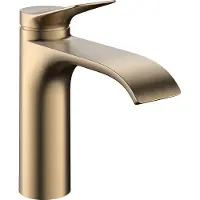 Hansgrohe Grifo monomando para lavabo Vivenis, modelo 110 CoolStart, sin kit de desagüe, acabado bronce cepillado