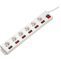 Hama 137239 Steckdosenleiste 6+1 XL einzeln schaltbar Weiß