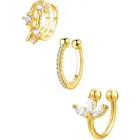 Hey Happiness Pendientes 'Cuff Trio' oro