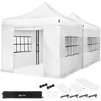 Vonroc Carpa para Fiestas – 6 × 3 m – Carpa Premium Easy‑Up | Set incl. 2 Carpas, Paredes Laterales y Kit de Conexión – Blanco