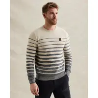 PME Legend Jersey 'Pullover in 100% cotton with stripe pattern' beige