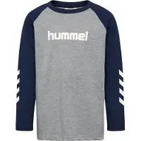 Hummel Camiseta funcional marino / gris moteado / blanco