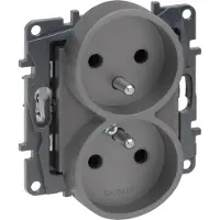Legrand Enchufe doble con toma de tierra, acero, modelo 863432 Niloe Step