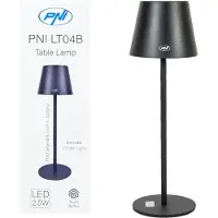 Pni Lámpara de mesa LTB04 con LED de 2,5 W, batería de 1200 mAh, carga mediante USB-C, 150 lúmenes, luz blanca cálida de 3000 K, color