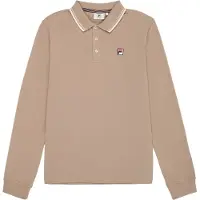 FILA Biella Regular Tipped Long Sleeve Polo Shirt Taupe Gray Talla: L | Polos Outlet | Hombre | Negro