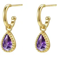 Hey Happiness Pendientes 'February Birthstone' oro