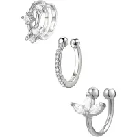 Hey Happiness Pendientes 'Cuff Trio' plata