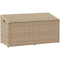 vidaXL Caja de almacenamiento para jardín, color beige, 110 x 50 x 58 cm, material: ratán sintético