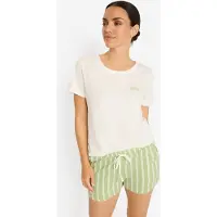 LASCANA Pijama de pantalón corto ecru / verde claro