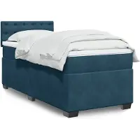 vidaXL Cama con somier y colchón de la marca , color azul oscuro, dimensiones 90x200 cm, tapizada en terciopelo