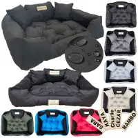 AIO Factory Cama para perro KINGDOG, 75x65 cm, personalizable, impermeable, color negro