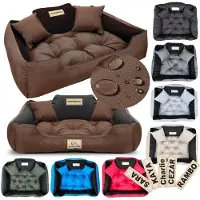 AIO Factory Cama para perro KINGDOG, 130x105 cm, personalizable, impermeable, color marrón