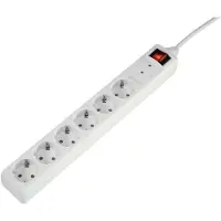 Sygonix SY-5044446: Regleta de enchufes con protección contra sobretensiones, 6 enchufes, color blanco, con toma de tierra, 1 unidad.