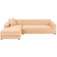 Ruhhy 26031 Funda elástica para sofá esquinero de 145-185 cm, cojín de 45 x 45 cm, color beige