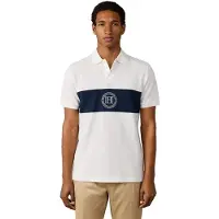 Hackett London para hombre. HM5600187 Polo H Panel blanco (M), Casual, Algodón, Manga corta, outlet 2026.