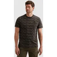 PME Legend Camiseta '- T-shirt in slub jersey with allover print and badge' gris oscuro