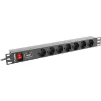 Lanberg Regleta De Alimentación Para Rack Pdu-07f-0200-iec-bk 1u 7 Tomas De Corriente Regleta De Alimentación Para Rack De 8 Tomas
