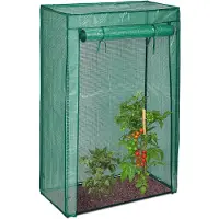 Relaxdays 3 invernaderos para tomates, ideales para jardín, balcón o invernadero de plástico. Modelo HBT, dimensiones 150x100x50 cm, estructura de acero y cubierta de plástico (PE), color verde