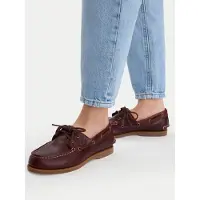 Timberland para mujer. TB0A2Q9XEIW1 Náuticos de piel clásicos marrón (41 W), Plano, Cordones, Casual, outlet 2026.