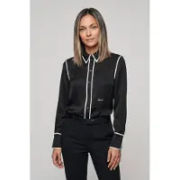 Karl Lagerfeld Bw Contrast Piping Blouse Black Talla: 42 | Camisas Outlet | Mujer | Negro