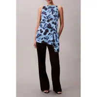 Calvin Klein Printed Satin Twiste Shirt Blue Talla: 10 | Blusas Outlet | Mujer | Azul
