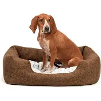 Markenlos Cama suave para perros con colchón reversible, tamaño M (80x60 cm)