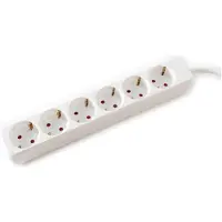 Value Regleta de enchufes de 6 tomas, sin interruptor, color blanco, 1,5 metros