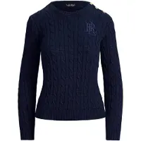 Ralph Lauren para mujer. 200P14039002 Jersey en punto de ochos con botones marino (XS), Casual, Algodón, Manga larga, Lauren Ralph La