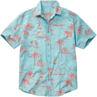 John devin Camisa 'Hawaii' azul claro / naranja