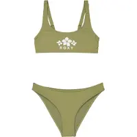 Roxy - Kid's Solid Active RG Bralette Set - Bikini size 16 Years, oliva