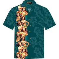 Hawaiihemdshop.de Camisa 'Hawaiihemd "Girls of Hawaii"' verde oscuro